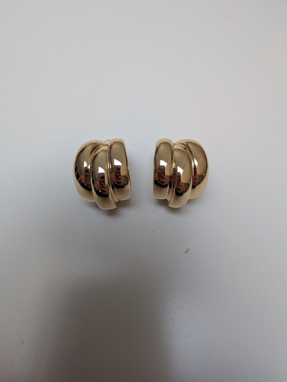 Pilgrim Gold Dome Triple-Row Earrings
